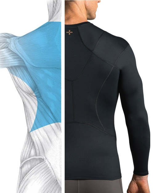 man back in black shirt and muscle diagram